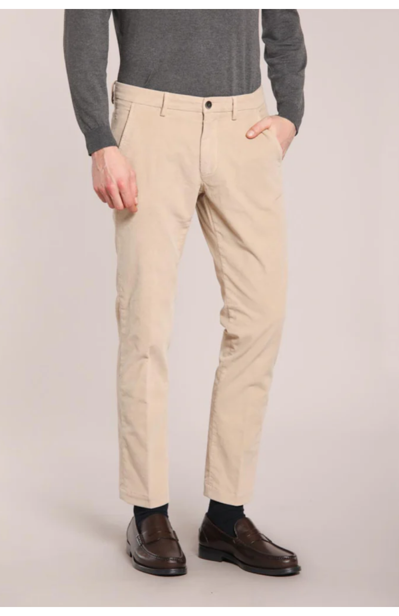 Pantalon chino TORINO slim fit velours côtelé beige clair Pantalon chino TORINO slim fit velours côtelé beige clair
