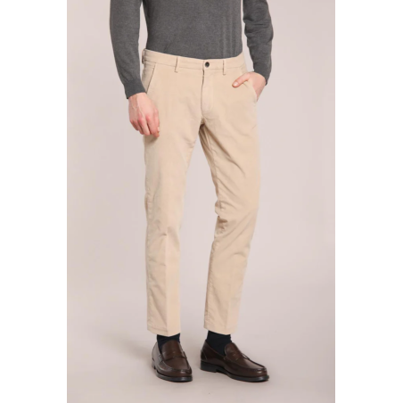 Pantalon chino TORINO slim fit velours côtelé beige clair