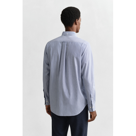 Chemise Banker regular popeline rayée bleu