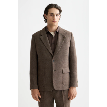 Blazer en laine mélangée marron relaxed fit