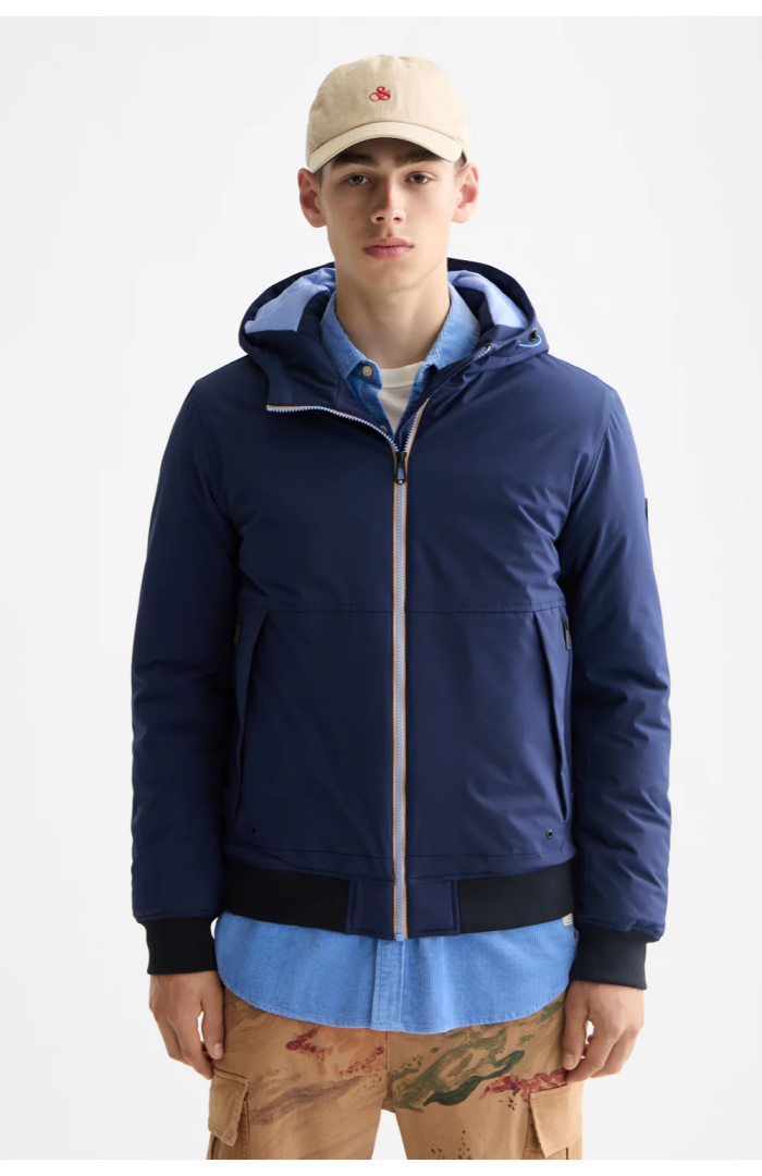 Veste softshell matelassée à capuche bleu