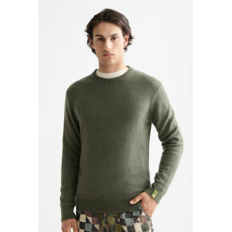 Pull col rond regular fit kaki