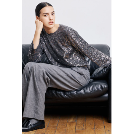Top Harper sequins gris