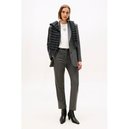 Pantalon slim droit rayures gris Pinstripe
