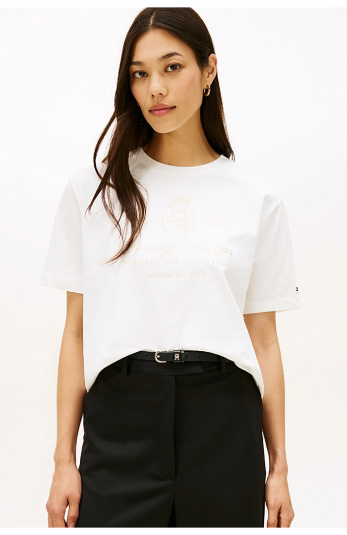 T-shirt blason brodé écru