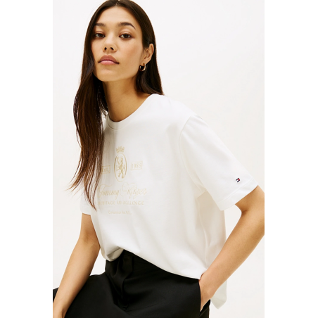 T-shirt blason brodé écru