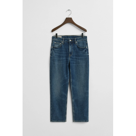 Jean stretch court droit bleu moyen
