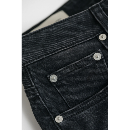 Jean stretch court droit noir délavé