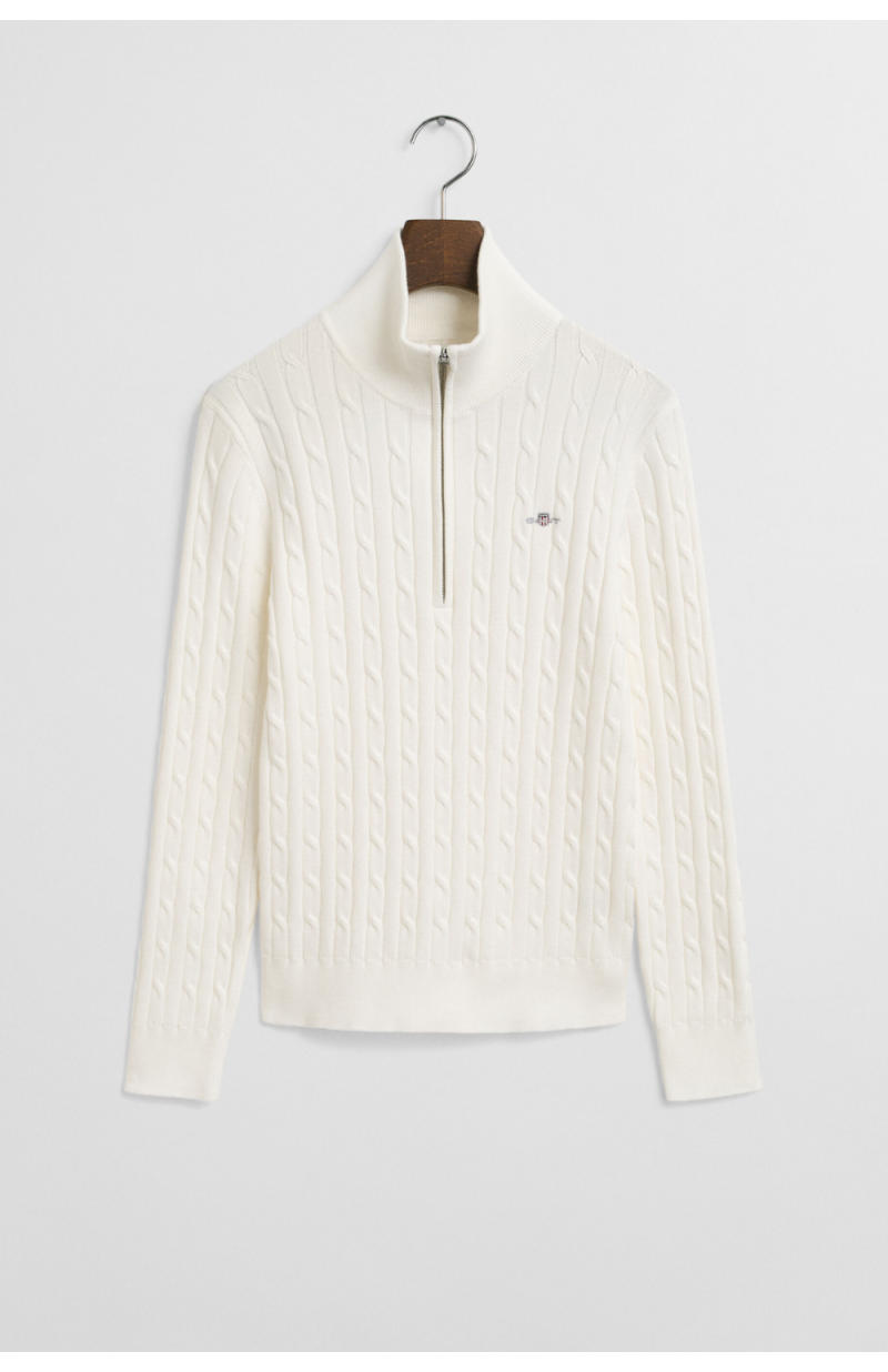 Pull zip maille torsadée coton Pull zip maille torsadée coton