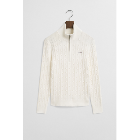 Pull zip maille torsadée coton