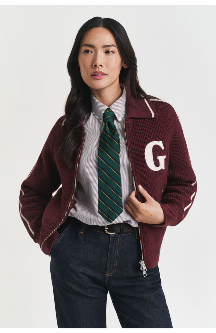 Gilet zippé Varsity bordeaux