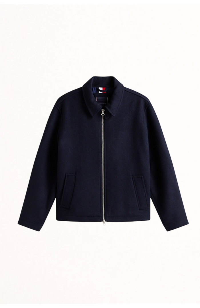 Veste courte laine bleu marine