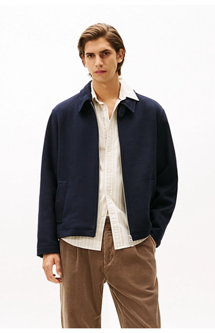 Veste courte laine bleu marine