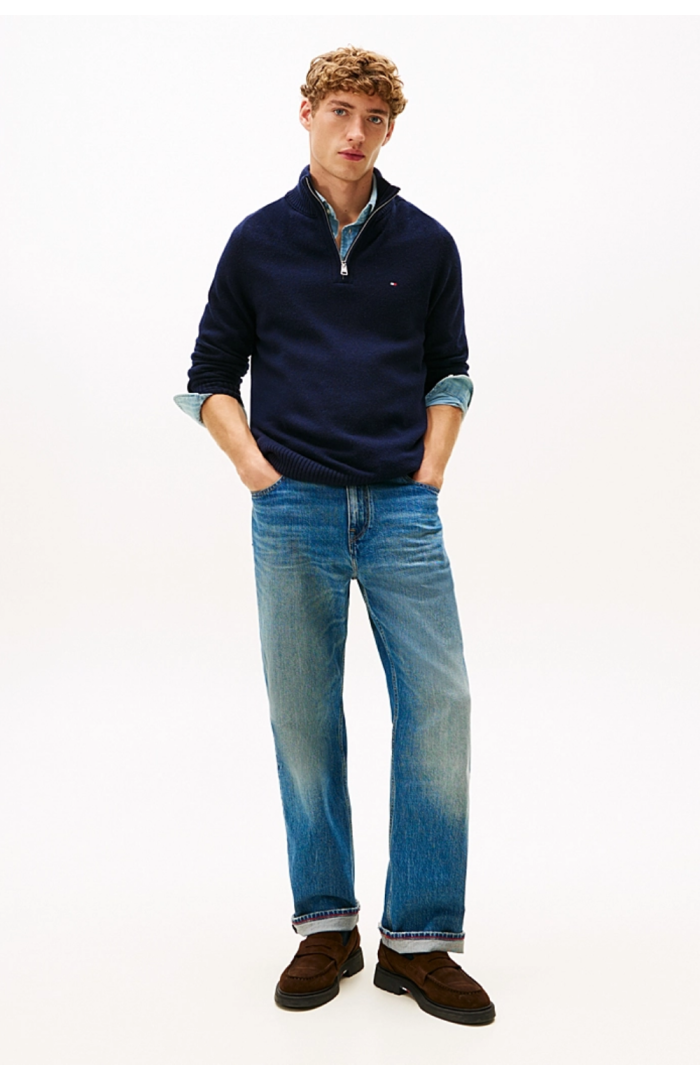 Pull zippé laine navy