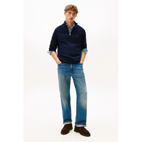 Pull zippé laine navy