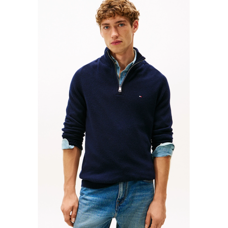 Pull zippé laine navy
