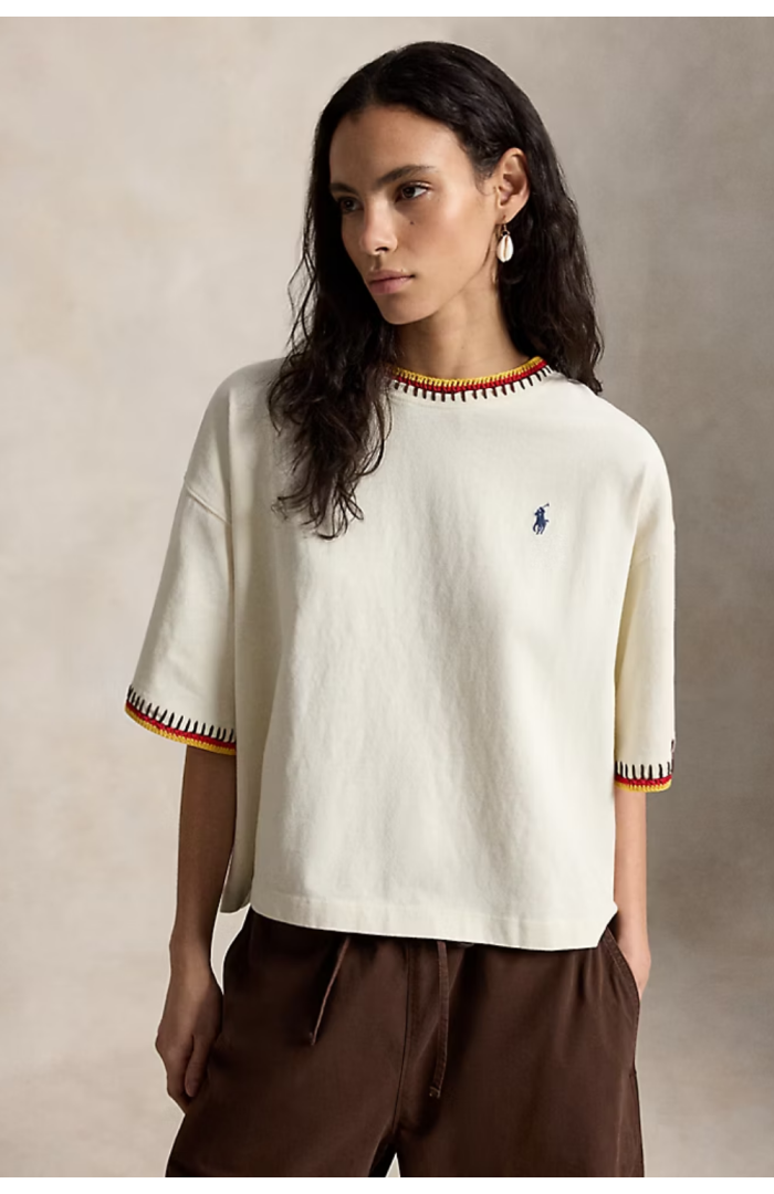 T-shirt oversize bordure crochet