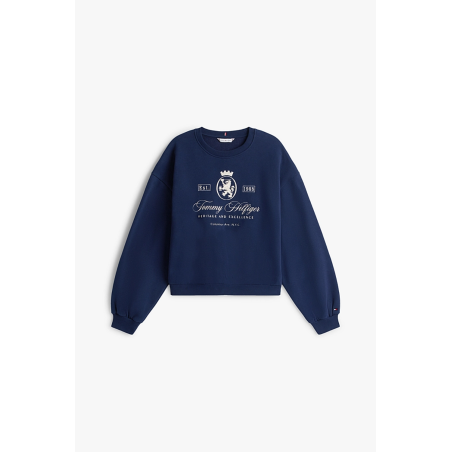 Sweat col rond blason brodé