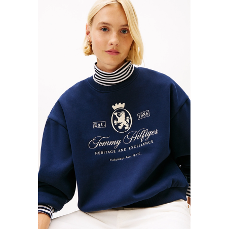Sweat col rond blason brodé