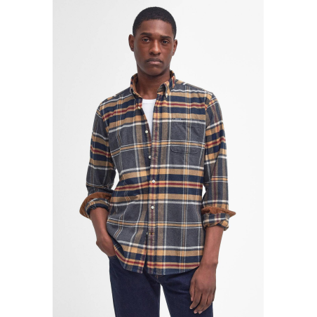 Chemise Ronan ajustée gris chiné à carreaux