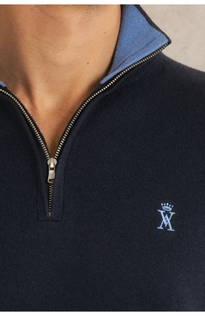 Pull col zippé Keaton bleu marine