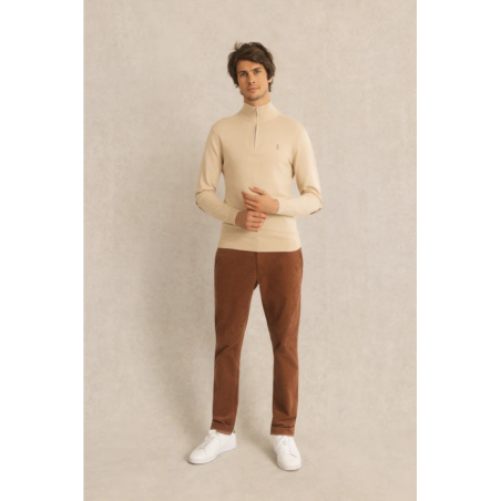 Pull col zippé Keaton beige clair