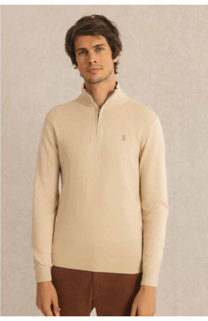 Pull col zippé Keaton beige clair Pull col zippé Keaton beige clair