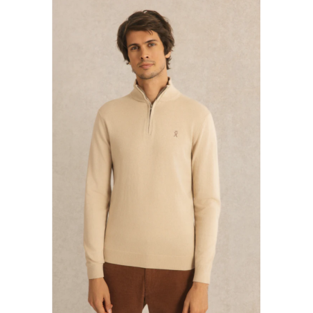 Pull col zippé Keaton beige clair