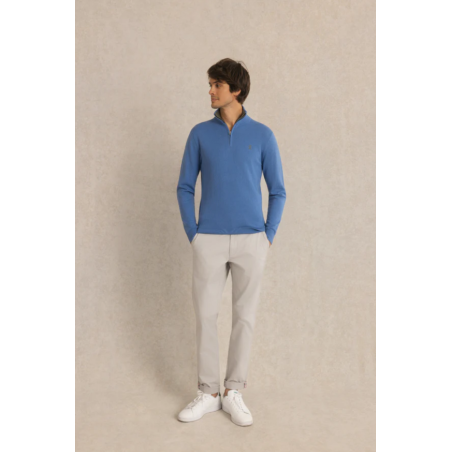 Pull col zippé Keaton bleu capri