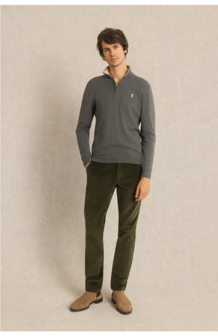 Pull col zippé Keaton gris