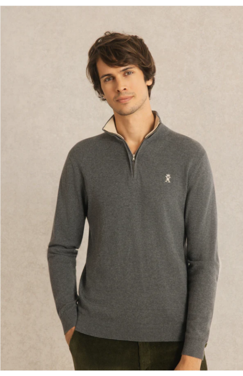 Pull col zippé Keaton gris Pull col zippé Keaton gris