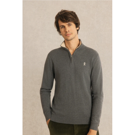 Pull col zippé Keaton gris