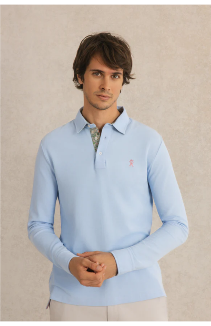 Polo Petersham manche longue bleu chambray