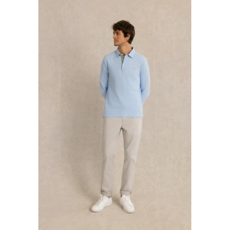 Polo Petersham manche longue bleu chambray