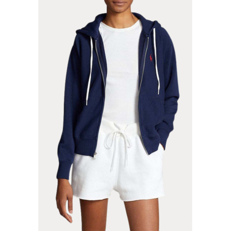 Gilet zippé capuche bleu
