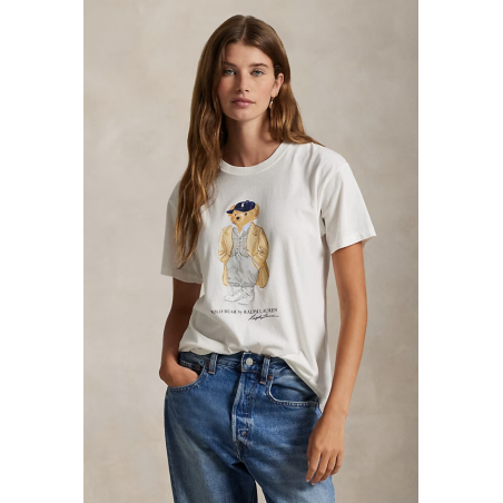 T-shirt Polo Bear coton bleu blanc