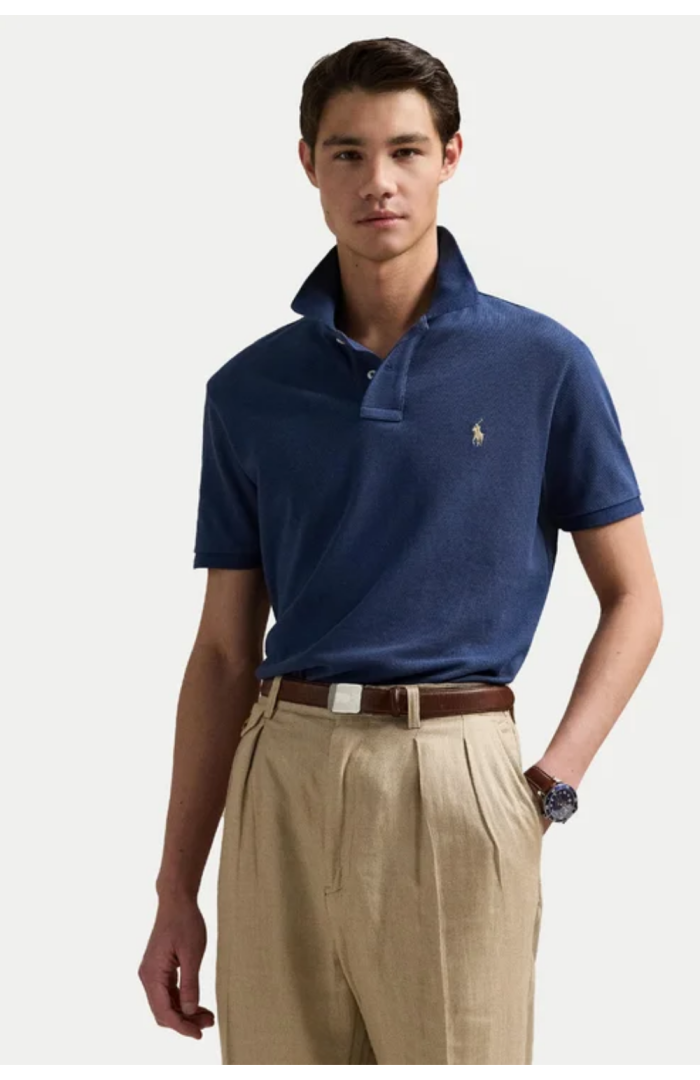Polo slim fit bleu Rustic