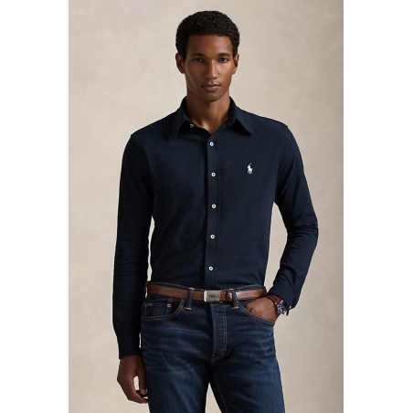Chemise coton piqué marine