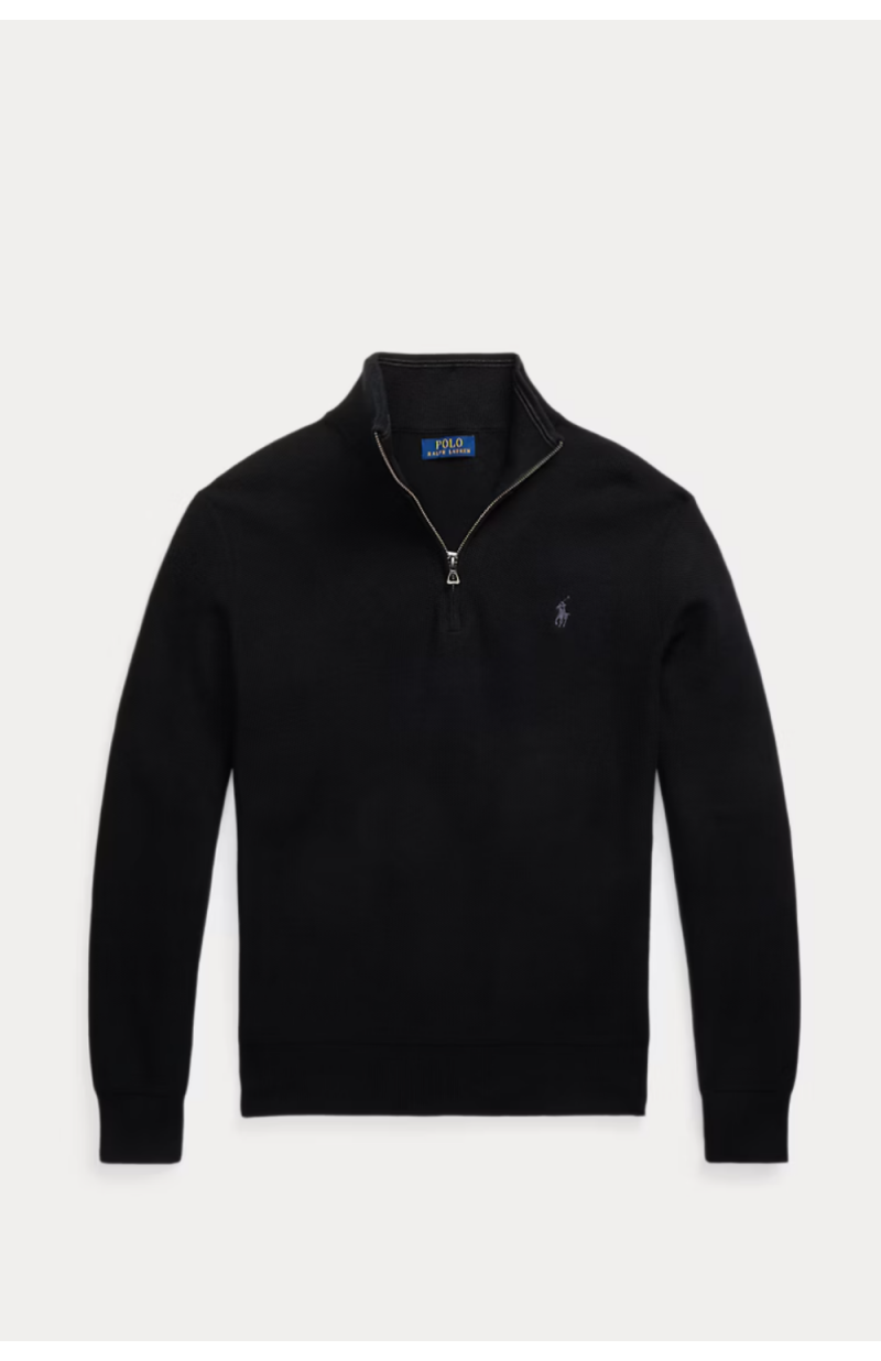 Pull demi-zip coton piqué Pull demi-zip coton piqué