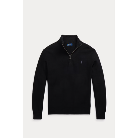 Pull demi-zip coton piqué