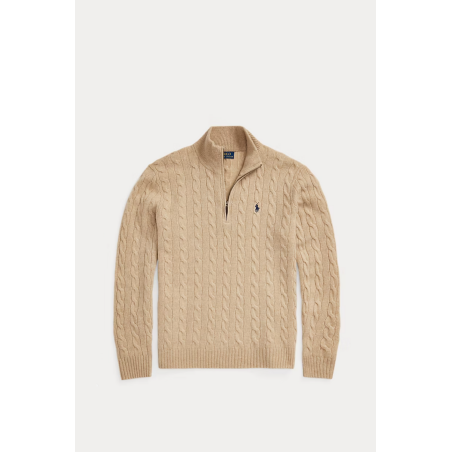 Pull torsades laine cachemire camel