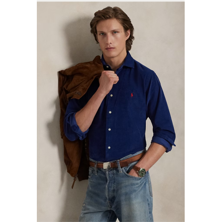 Chemise custom fit velours côtelé