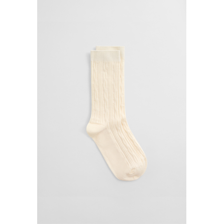 Chaussettes tricot torsadé crème