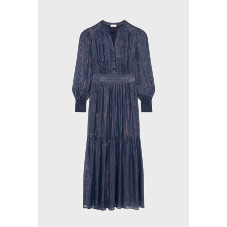Robe Lollia Longue à Rayures en Lurex