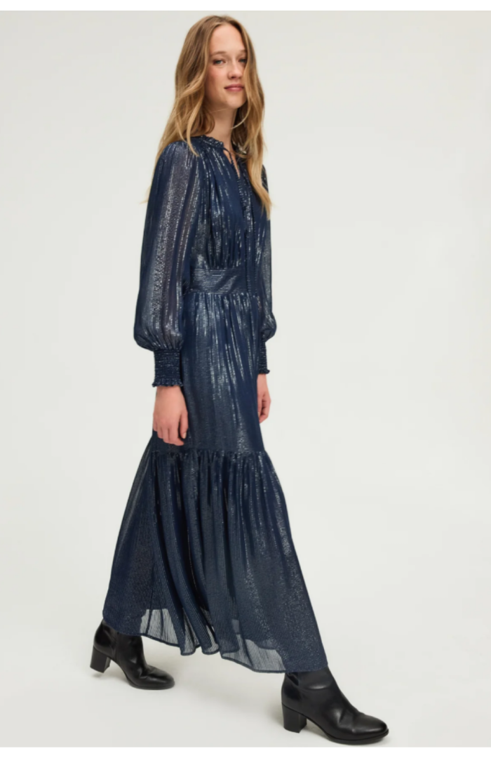 Robe Lollia Longue à Rayures en Lurex
