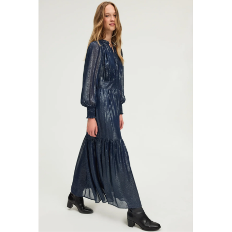 Robe Lollia Longue à Rayures en Lurex