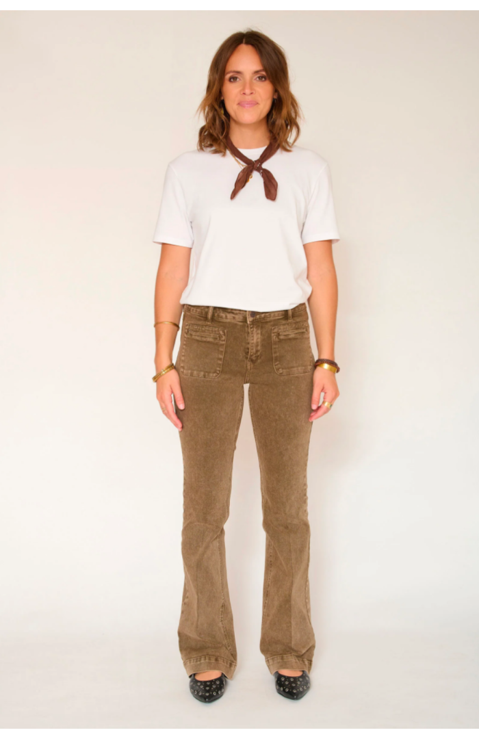 Jean flare THE DIANA PACIFIC DRILL nuts marron