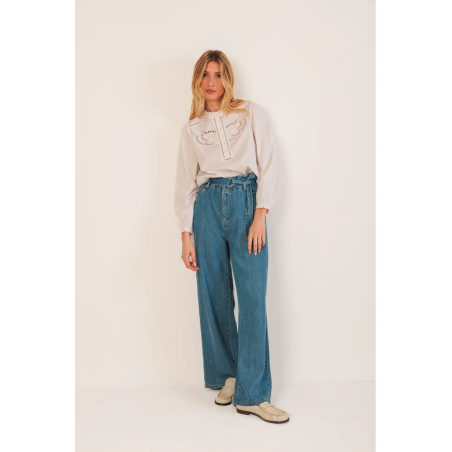 Blouse brodée popeline