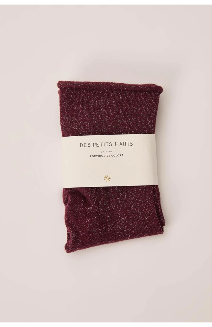 Chaussettes PRUDY en coton lurex bordeaux