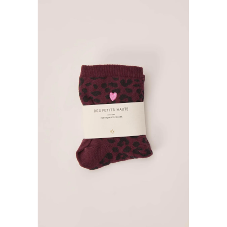 Chaussettes PÉPITE en coton léopard bordeaux